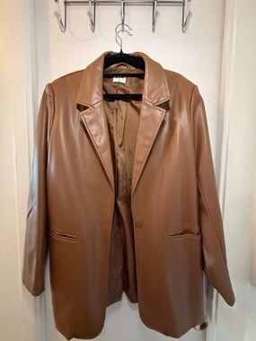 Ardene Brown Faux Leather Blazer Jacket